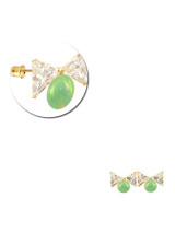 Stud Earring Screw Back Faux Opal Yellow Gold 14k [E114-017]