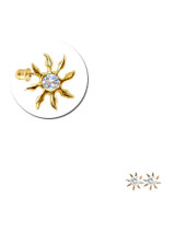 Sunburst Stud Earring Cubic Zirconia Screw Back Yellow Gold 14k [E114-234]