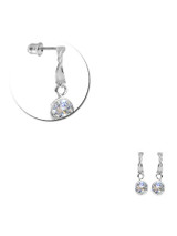 Stud Dangling Earring Cubic Zirconia Screw Back White Gold 14k [E115-009]