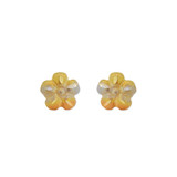 Flower Stud Screw Back Earring Yellow Gold 14k [E115-020]