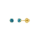 2mm Birthstone Cubic Zirconia Stud Earring Screw Back Dec Yellow Gold 14k [E116-012]