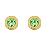 Round Bezel 4.5mm Aug Birthstone Screw Back Stud Earring Cubic Zirconia  Yellow Gold 14k [E121-008]