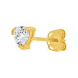 4mm Heart Apr Birthstone Stud Push Back Earring Cubic Zirconia Yellow Gold 14k [E124-001]