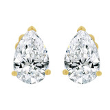 Pear Teardrop Shape 5mm Stud Earring Cubic Zirconia Push Back Yellow Gold 14k [E125-006]