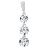 Three Stone Dangling Pendant Cubic Zirconia White Gold 14k [E129-014]