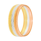 Light Weight Band Ring Full Diacut 6mm Width Tricolor Gold 14k  [R003-000]