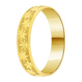 Light Weight Band Ring Full Star 4mm Width Yellow Gold 14k  [R007-000]