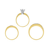 Trio Engagement Rings Set Round Cubic Zirconia Yellow Gold 14k [R050-012]