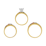 Trio Engagement Rings Set Round Cubic Zirconia Tricolor Gold 14k [R050-013]