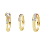 Forever Trio Engagement Rings Set Cubic Zirconia Tricolor Gold 14k [R050-025]