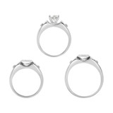 Trio Engagement Rings Set Round Cubic Zirconia White Gold 14k [R050-051]