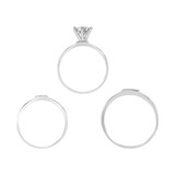 Trio Engagement Rings Set Round Cubic Zirconia White Gold 14k [R050-052]