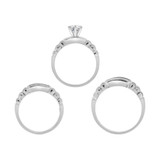 Trio Engagement Rings Set Round Cubic Zirconia White Gold 14k [R050-059]