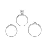 Trio Engagement Rings Set Round Cubic Zirconia White Gold 14k [R050-061]