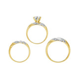 Trio Engagement Rings Set Round Cubic Zirconia Yellow Gold 14k [R051-004]
