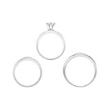 Trio Engagement Rings Set Round Cubic Zirconia White Gold 14k [R051-051]