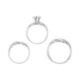 Trio Engagement Rings Set Round Cubic Zirconia White Gold 14k [R051-054]