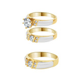 Trio Engagement Rings Set Round Cubic Zirconia Yellow Gold 14k [R053-018]