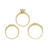 Trio Engagement Rings Set Round Cubic Zirconia Yellow Gold 14k [R053-018]