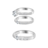 Trio Engagement Rings Set Cubic Zirconia White Gold 14k [R053-054]