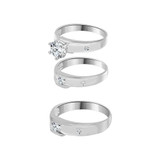 Trio Engagement Rings Set Cubic Zirconia White Gold 14k [R053-055]