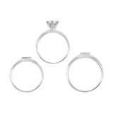 Trio Engagement Rings Set Cubic Zirconia White Gold 14k [R053-058]