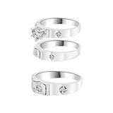 Trio Engagement Rings Set Cubic Zirconia White Gold 14k [R053-059]