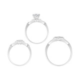 Trio Engagement Rings Set Cubic Zirconia White Gold 14k [R053-059]