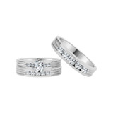 Trio Engagement Rings Set Cubic Zirconia White Gold 14k [R053-061]