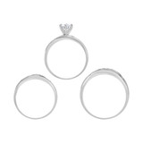 Trio Engagement Rings Set Round Cubic Zirconia White Gold 14k [R053-065]