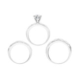 Trio Engagement Rings Set Round Cubic Zirconia White Gold 14k [R053-069]