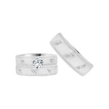 Trio Engagement Rings Set Round Cubic Zirconia White Gold 14k [R054-053]