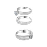 Trio Engagement Rings Set Round Cubic Zirconia White Gold 14k [R054-054]