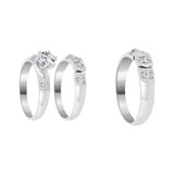 Trio Engagement Rings Set Round Cubic Zirconia White Gold 14k [R054-061]