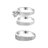 Trio Engagement Rings Set Round Cubic Zirconia White Gold 14k [R054-074]