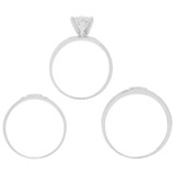 Trio Engagement Rings Set Round Cubic Zirconia White Gold 14k [R055-071]