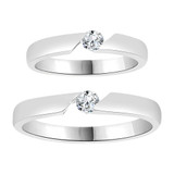 His Her Set Duo Rings Cubic Zirconia White Gold 14k [R055-082]