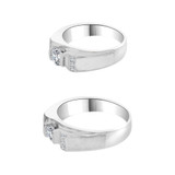 His Her Set Duo Rings Cubic Zirconia White Gold 14k [R056-054]