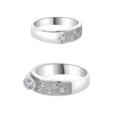 His Her Set Duo Rings Cubic Zirconia White Gold 14k [R056-061]