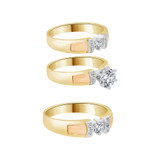 Trio Engagement Rings Set Round Cubic Zirconia Tricolor Gold 14k [R058-001]