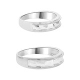 Facetted Fancy Duo His Her Matching Bands Ring Set White Gold 14k [R058-058]