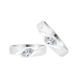 His Her Set Duo Rings Cubic Zirconia White Gold 14k [R058-059]