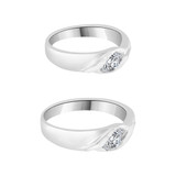 His Her Set Duo Rings Cubic Zirconia White Gold 14k [R058-059]