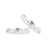 Facetted Fancy Duo His Her Matching Bands Ring Set White Gold 14k [R058-060]