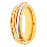Men's Fancy Wire Woven Design Band Ring Tricolor Gold 14k [R058-064]