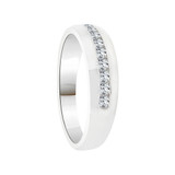Polished Men's Band Ring Cubic Zirconia White Gold 14k [R058-068]