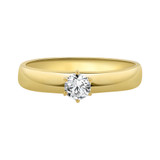 Solitaire Lady Engagement Ring Round Cubic Zirconia Yellow Gold 14k [R090-001]