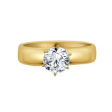 Solitaire Lady Engagement Ring Round Cubic Zirconia Yellow Gold 14k [R090-002]