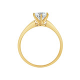 Solitaire Lady Engagement Ring Round Cubic Zirconia Yellow Gold 14k [R090-003]