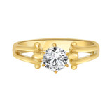 Solitaire Lady Engagement Ring Round Cubic Zirconia Yellow Gold 14k [R090-004]